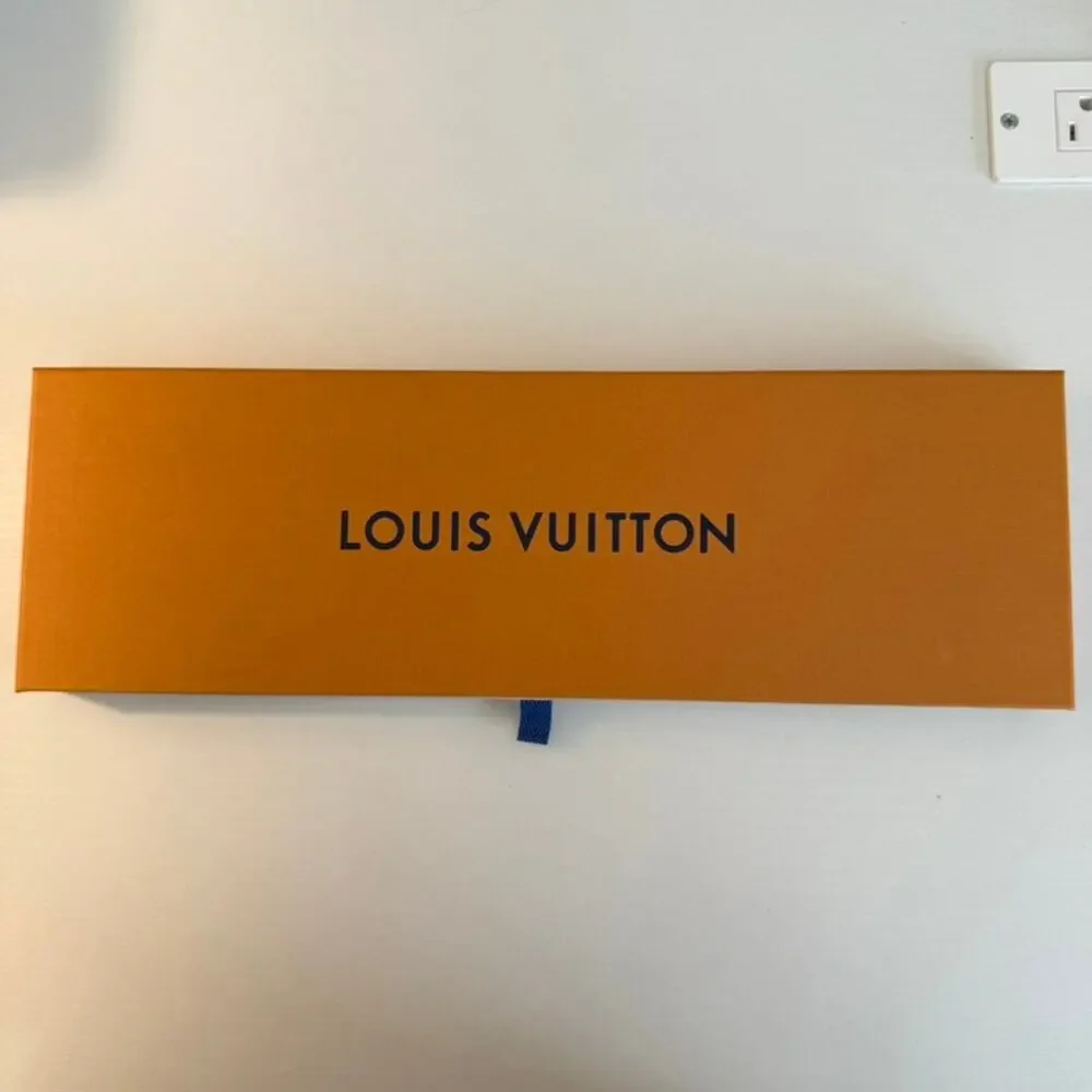 Louis Vuitton Orange Drawer-Style Gift Presentation Box Blue Ribbon Pull